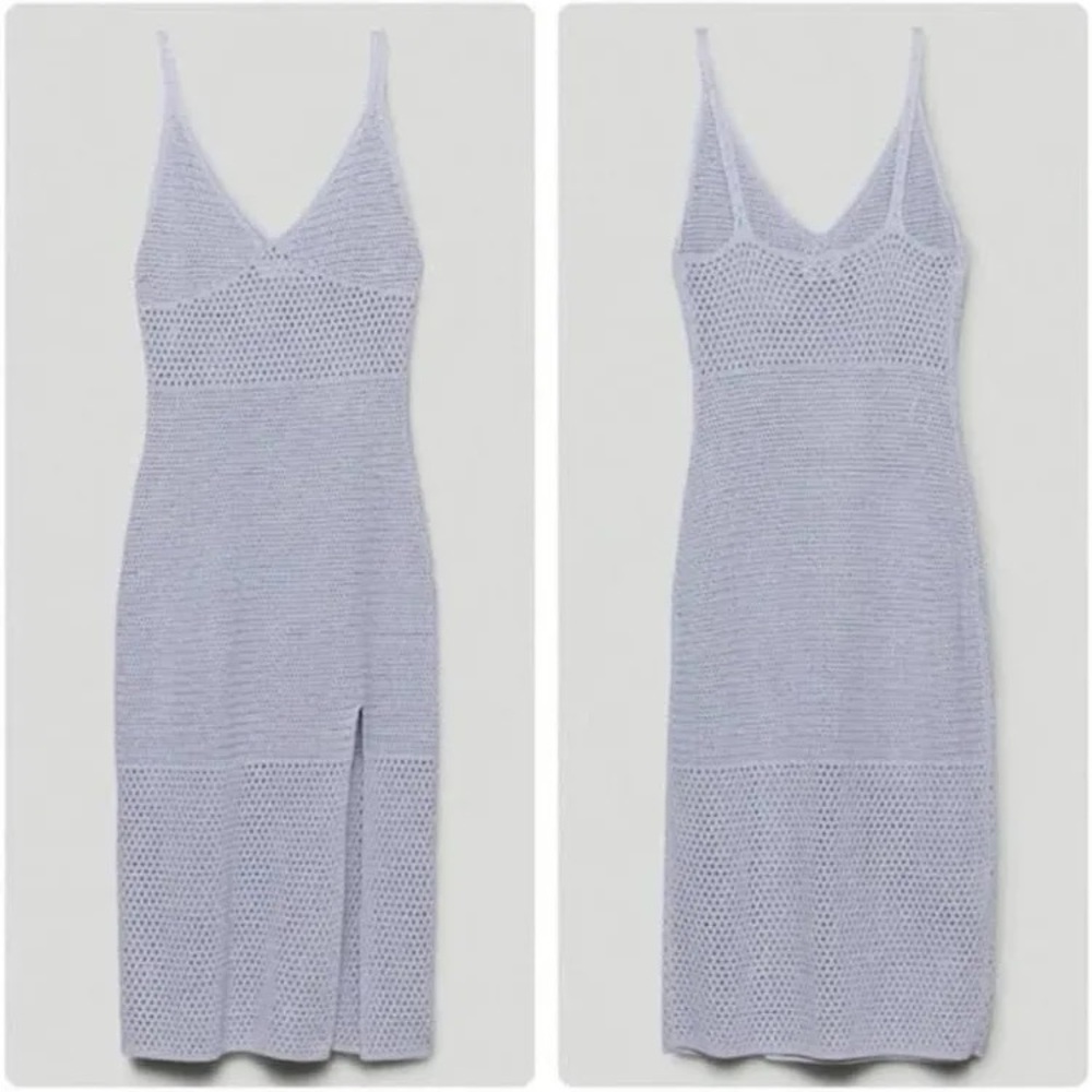 Aritzia Evie Crochet Midi Dress in Pale Violet Size Small